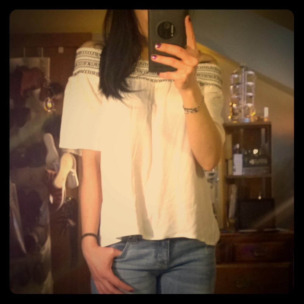 Sweet Wanderer Off-The-Shoulder Cream Boho Top!!
